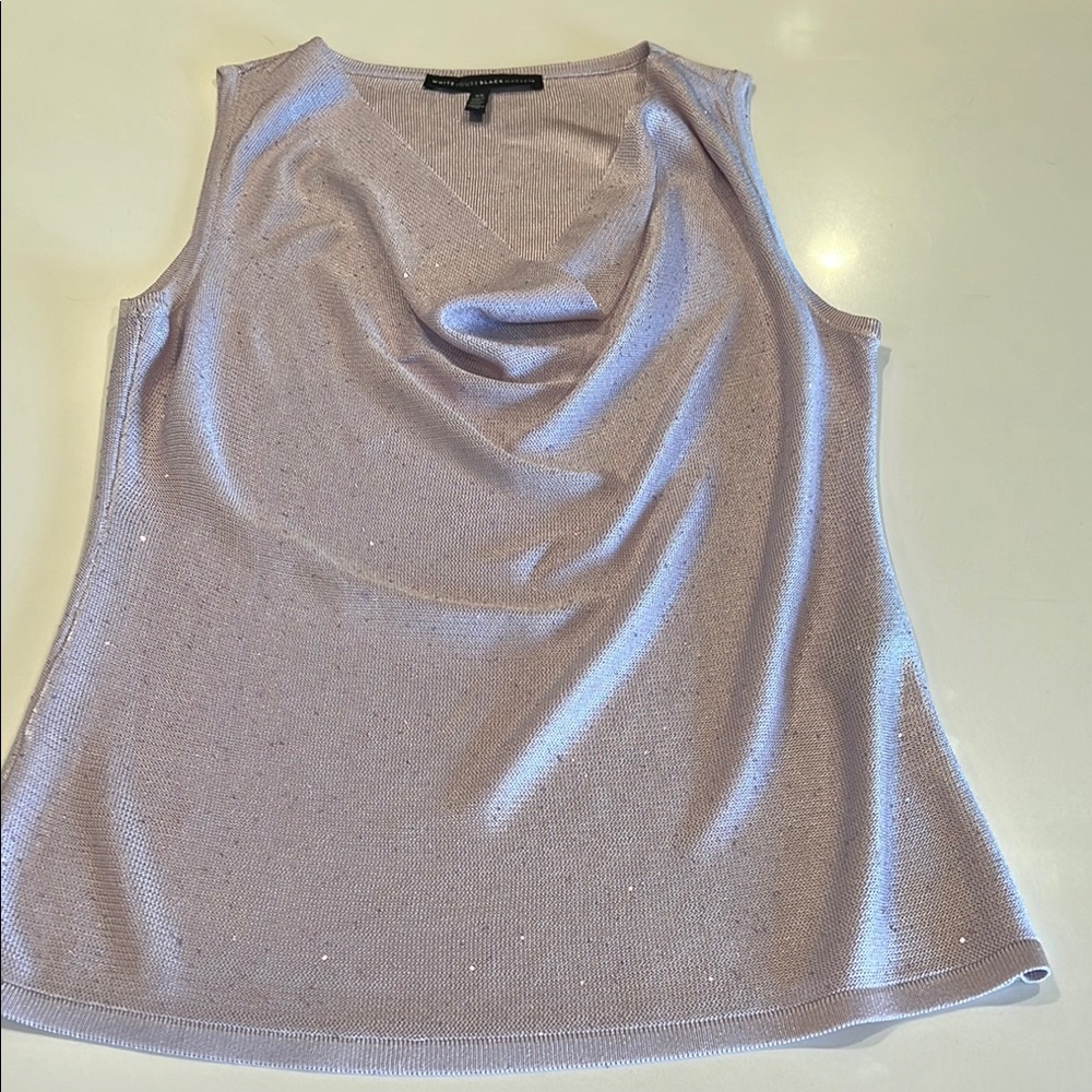 White House Black Market Gold Draped Sleeveless Blouse